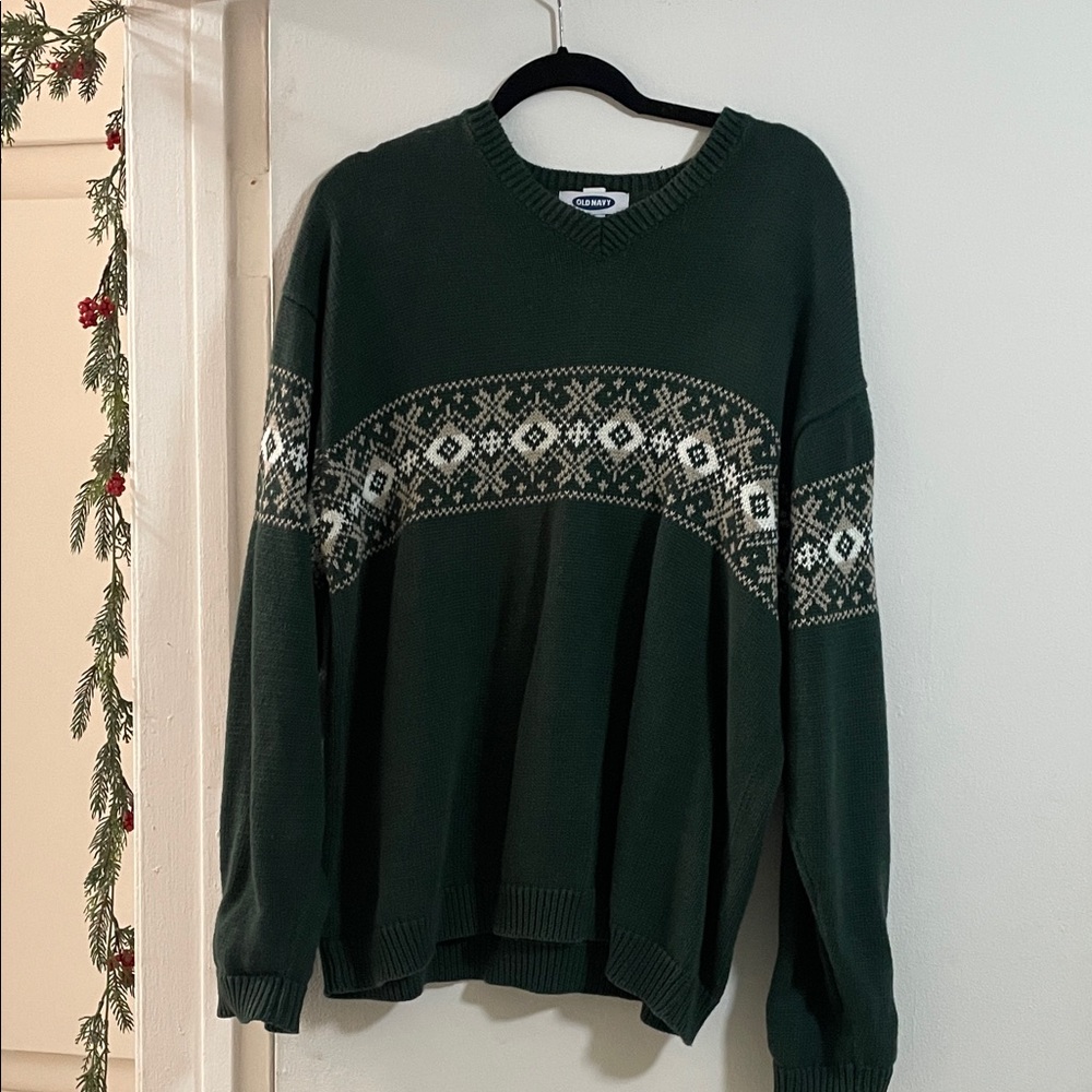 Vintage old navy Fair Isle green sweater Size XL